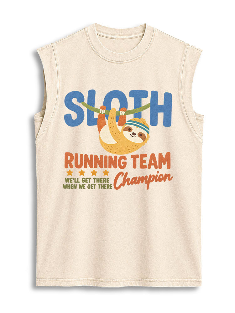 SLOTH RUNNING TEAM Vintage Washed Cotton Tank Top