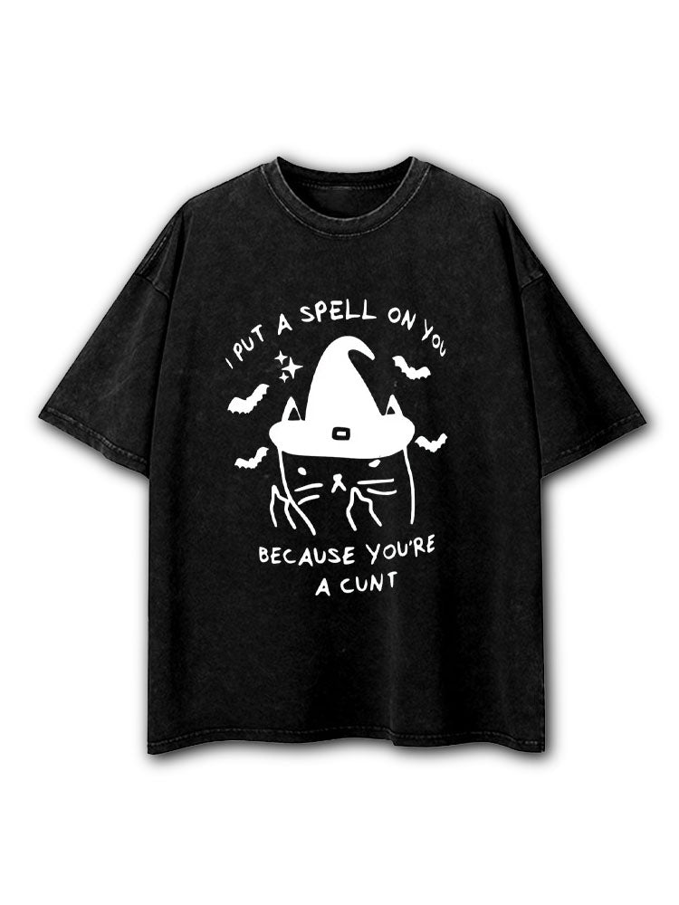 I Put a Spell On You Offensive Washed T-Shirt