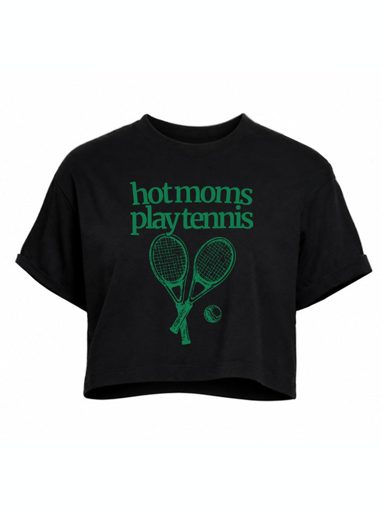 hot moms play tennis Crop Tops