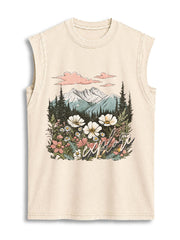 Explore Mountain Wildflower Vintage Washed Cotton Tank Top