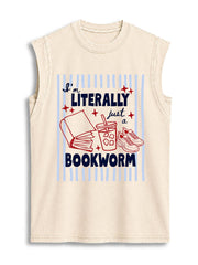 I'm LITERALLY just a BOOKWORM Vintage Washed Cotton Tank Top