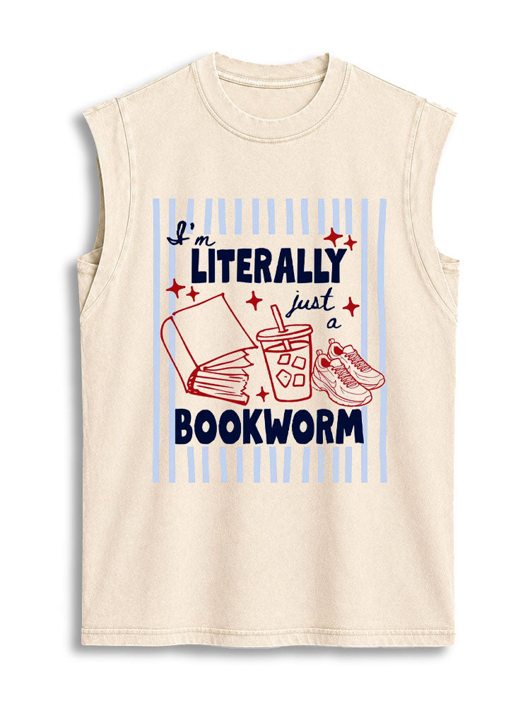 I'm LITERALLY just a BOOKWORM Vintage Washed Cotton Tank Top