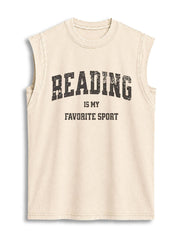 READING IS MY FAVORITE SPORT Vintage Washed Cotton Tank Top
