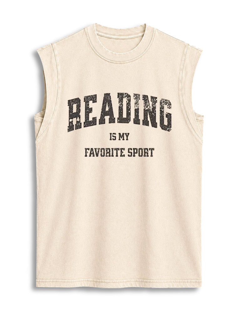 READING IS MY FAVORITE SPORT Vintage Washed Cotton Tank Top