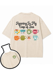 RUNNING IS MY CUP OF TEA Washed T-Shirt