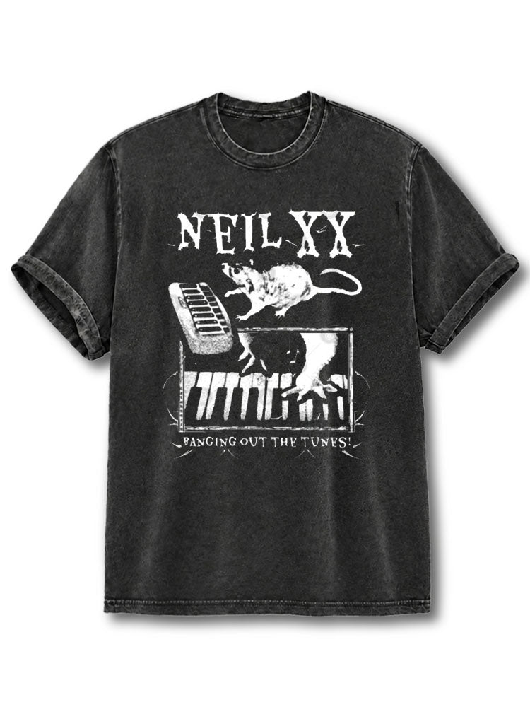 NEILXX BANGING OUT THE TUNES Washed T-Shirt