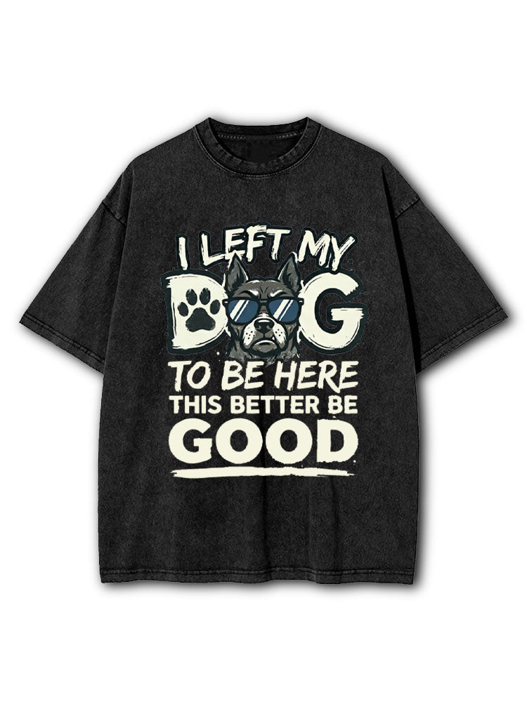I LEFT MY DOG TO BE HERE Washed T-Shirt