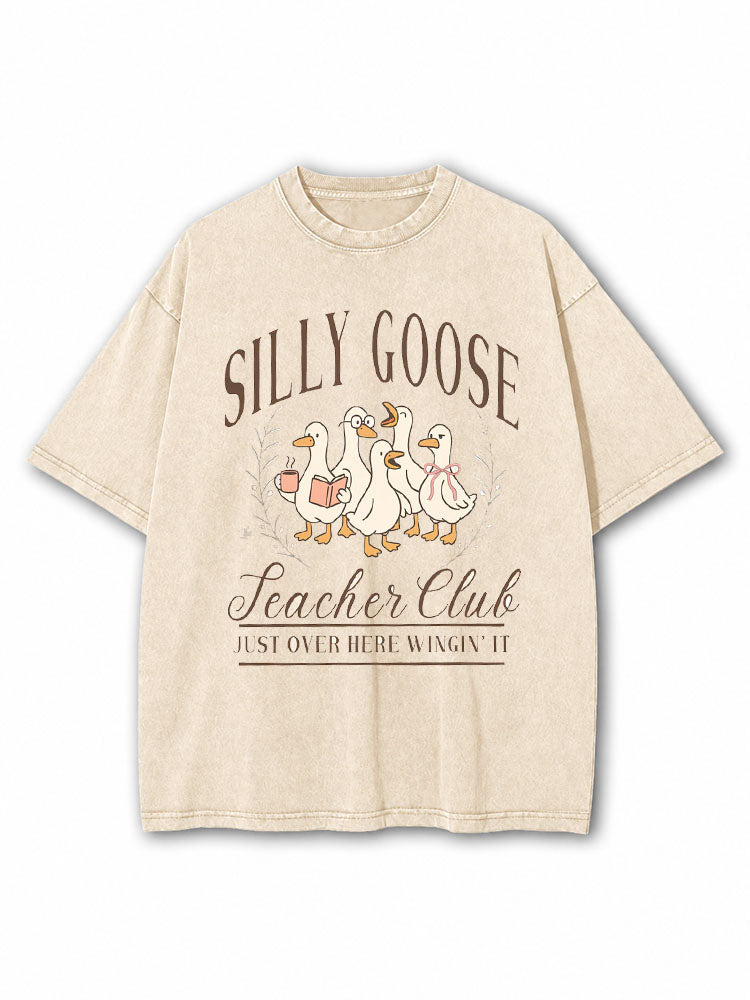 Silly Goose Teacher Club Washed T-Shirt