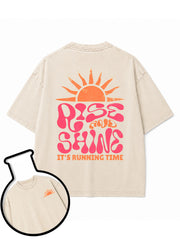 RISE AND SHINE IT'S RUNNING TIME Washed T-Shirt