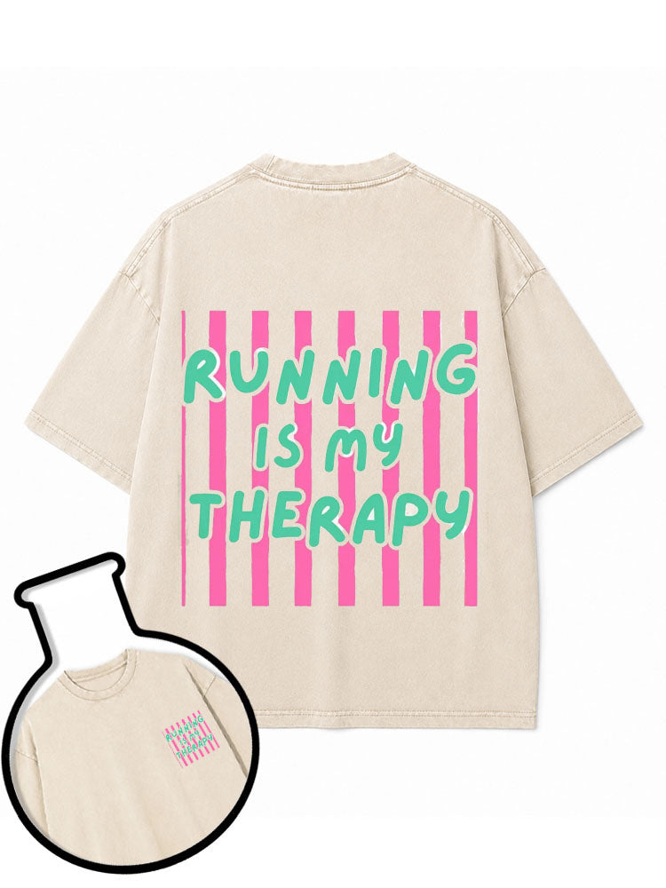Running Is My Therapy Washed T-Shirt