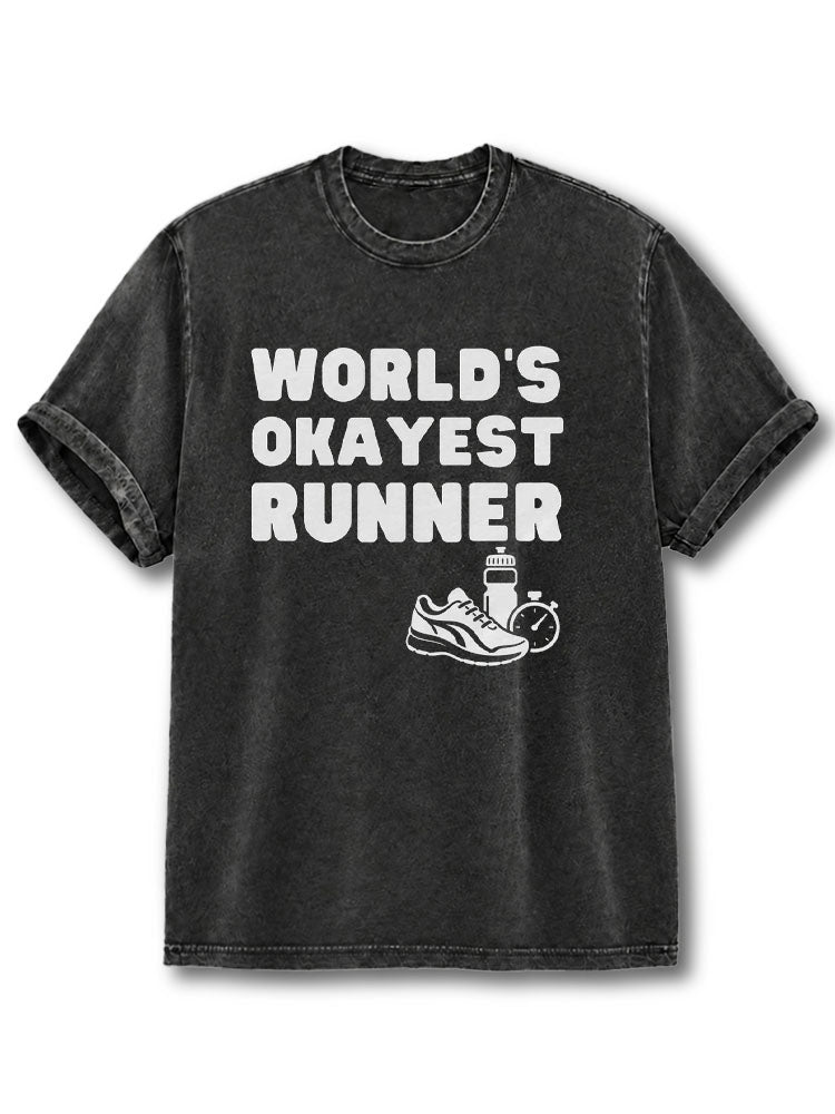 WORLD'S OKAYEST RUNNER Washed T-Shirt
