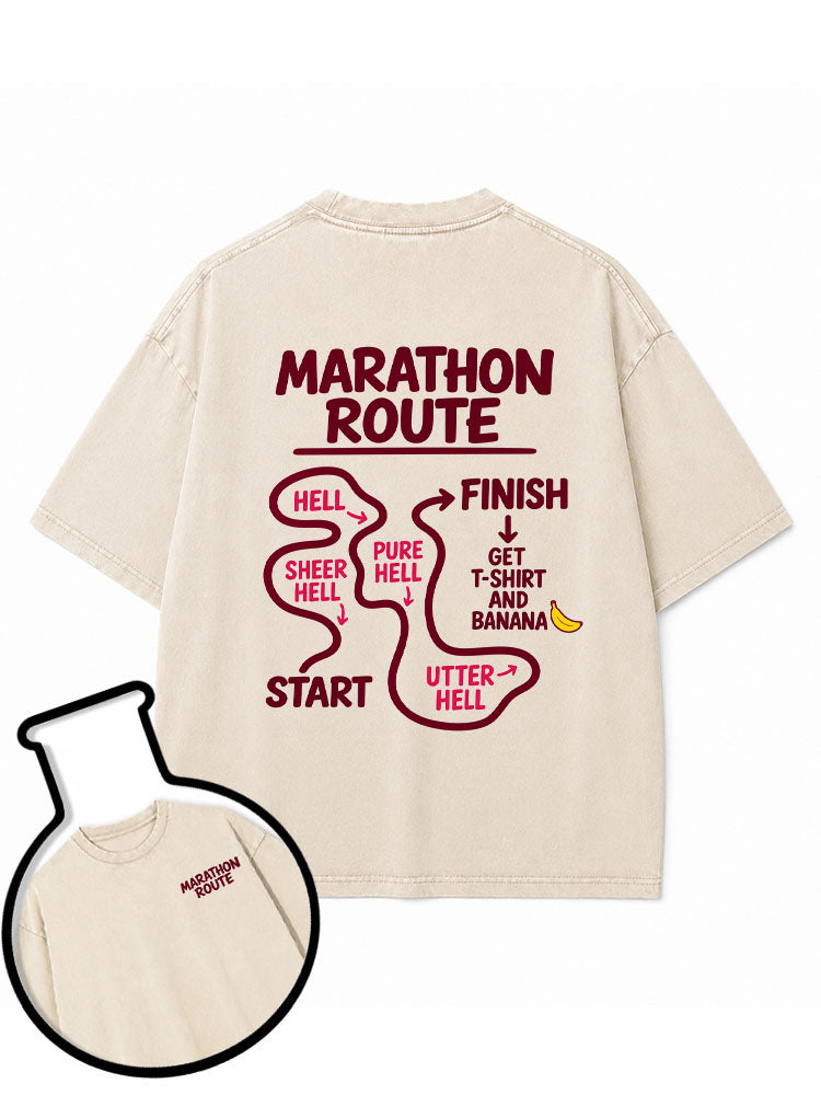 MARATHON ROUTE Washed T-Shirt