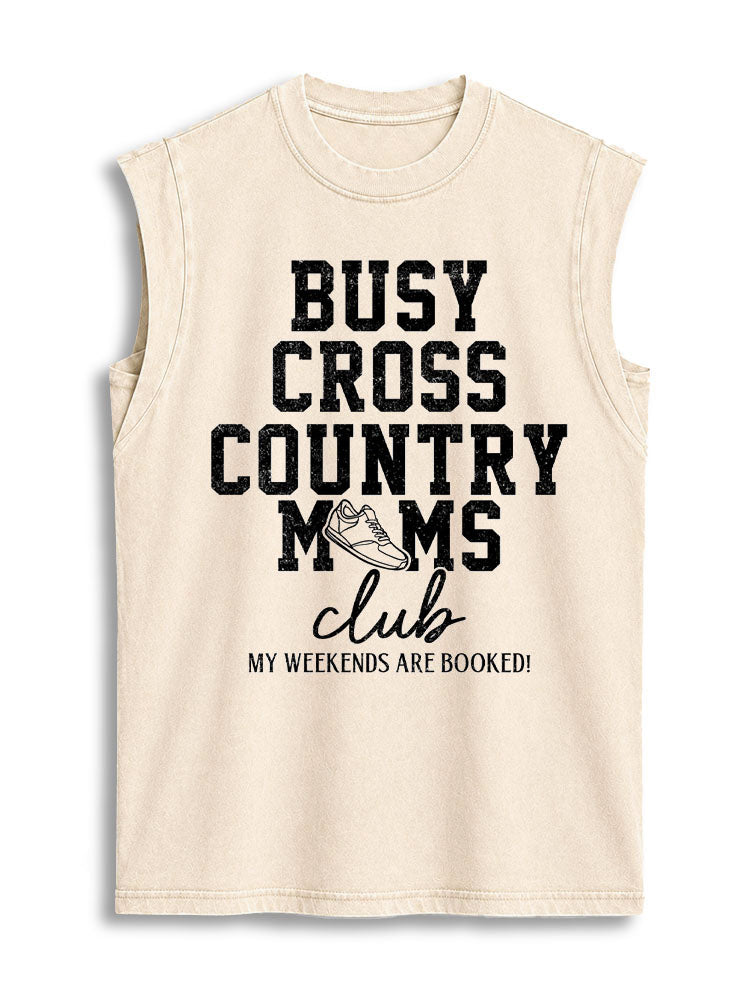 BUSY CROSS COUNTRY MOMS club Vintage Washed Cotton Tank Top