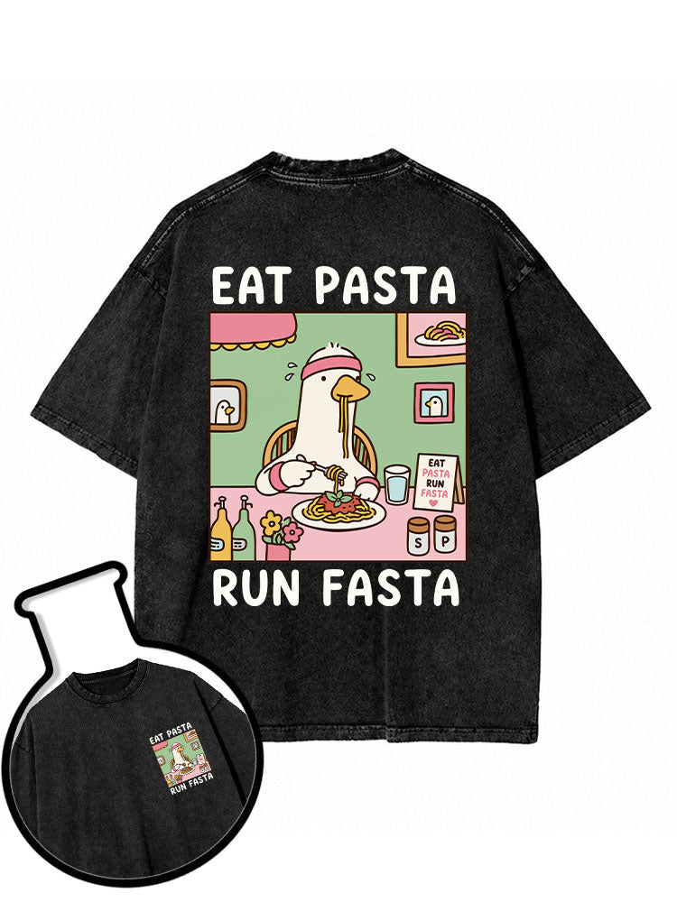 EAT PASTA RUN FASTA Washed T-Shirt