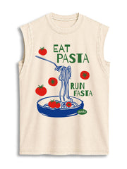 Eat Pasta Run Fasta Vintage Washed Cotton Tank Top
