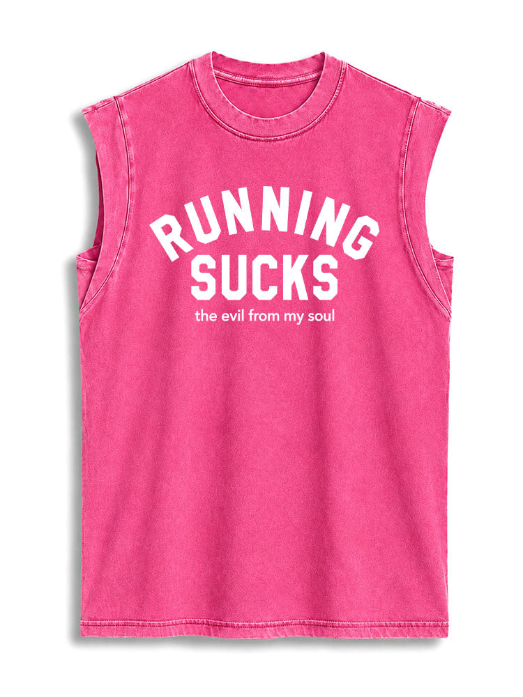 Running Sucks the Evil from My Soul Vintage Washed Cotton Tank Top