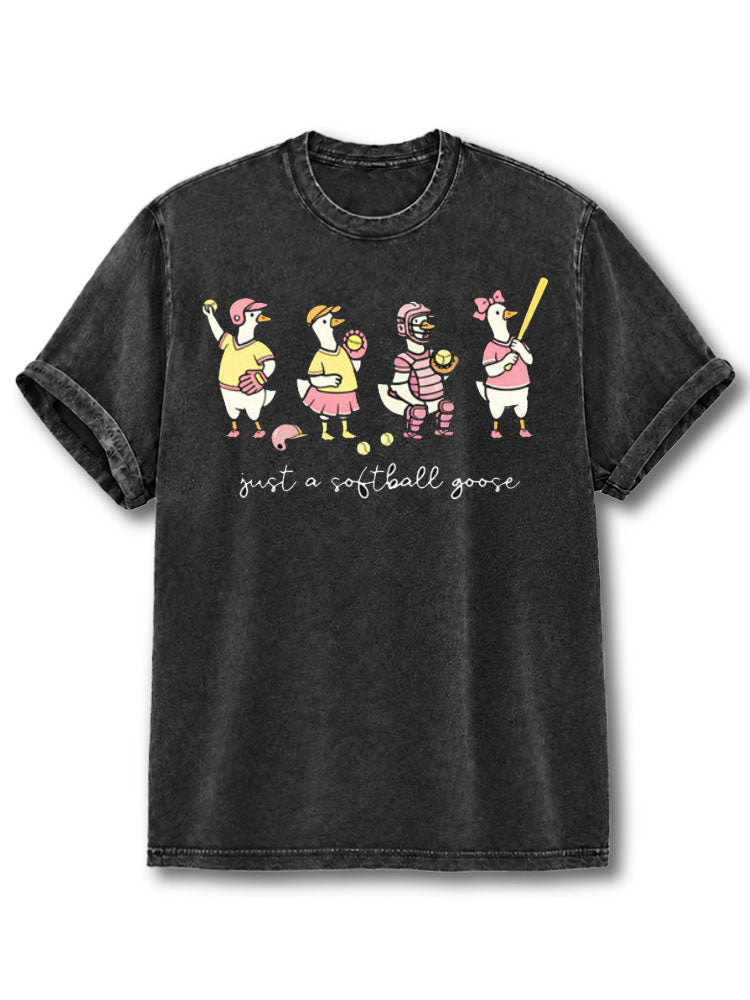 Just A Softball Goose Washed T-Shirt