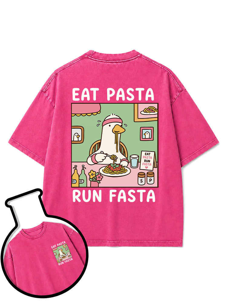 EAT PASTA RUN FASTA Washed T-Shirt