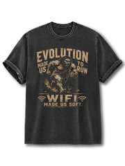 Evolution Made Us To Run Washed T-Shirt