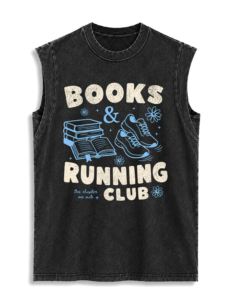 BOOKS & RUNNING CLUB ONE CHAPTER ONE MILE Vintage Washed Cotton Tank Top