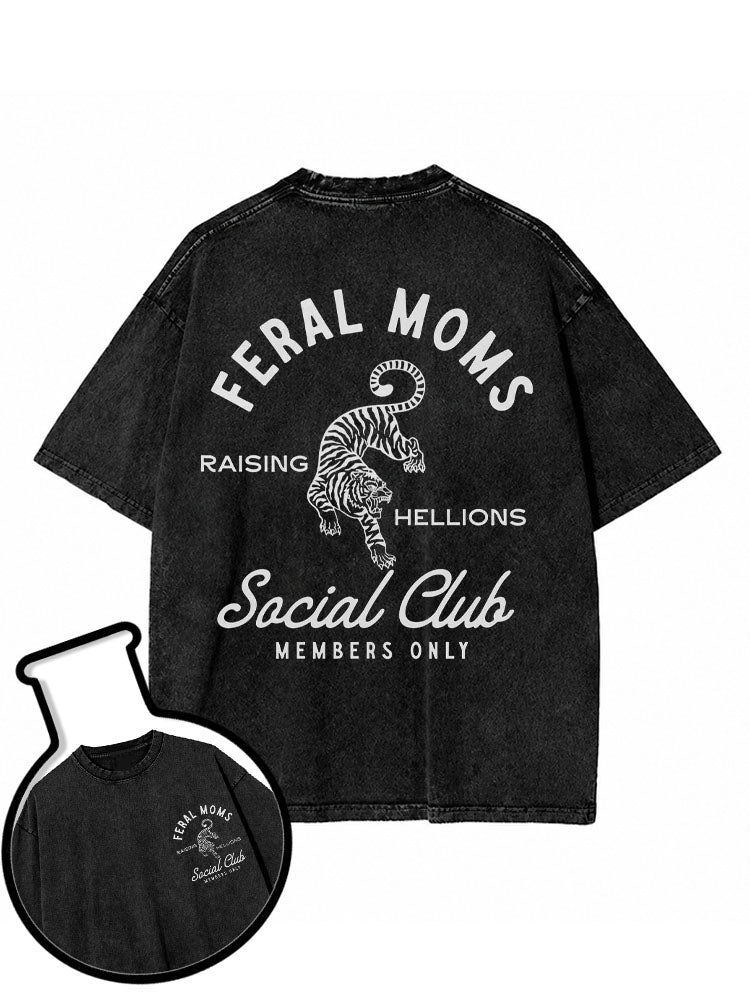 FERAL MOMSRAISING HELLIONSSocial Club Washed T-Shirt
