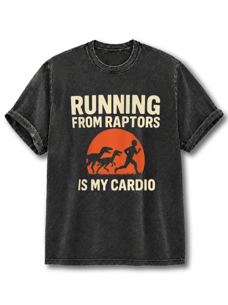 Running From Raptors Washed T-Shirt