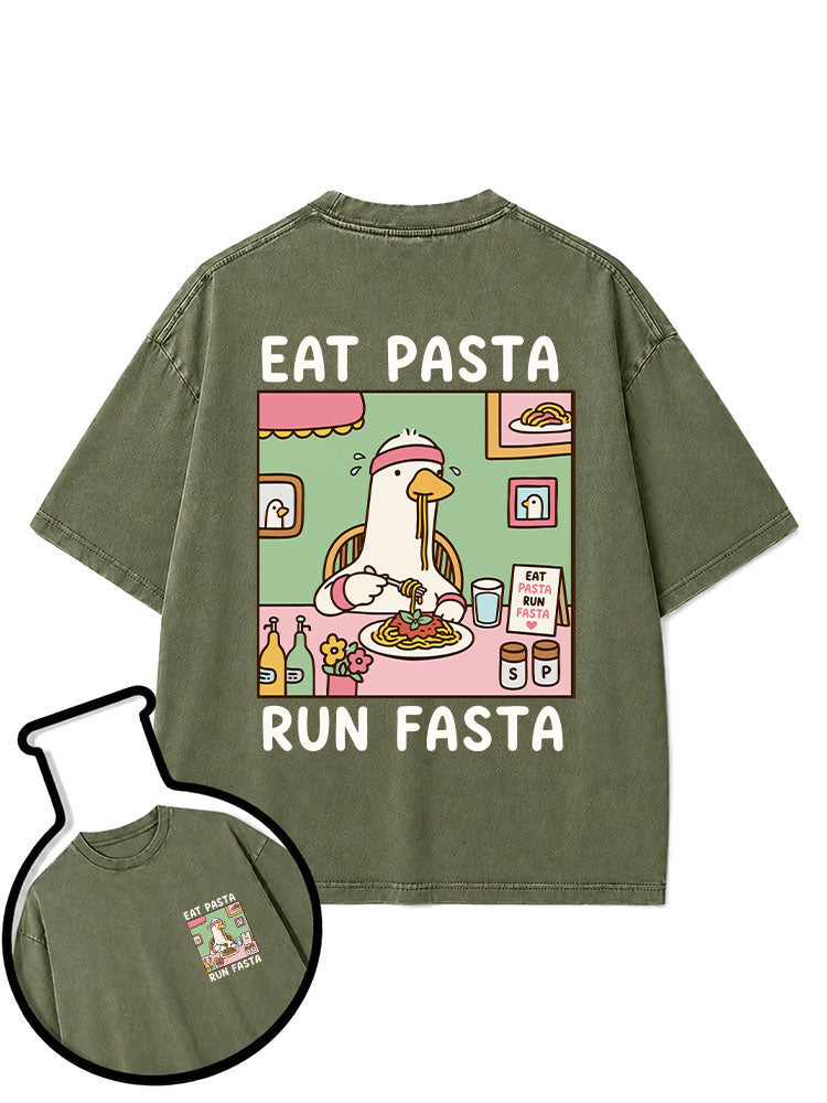EAT PASTA RUN FASTA Washed T-Shirt