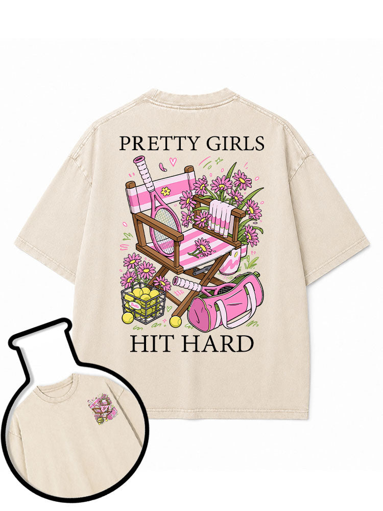 PRETTY GIRLS HIT HARD Washed T-Shirt