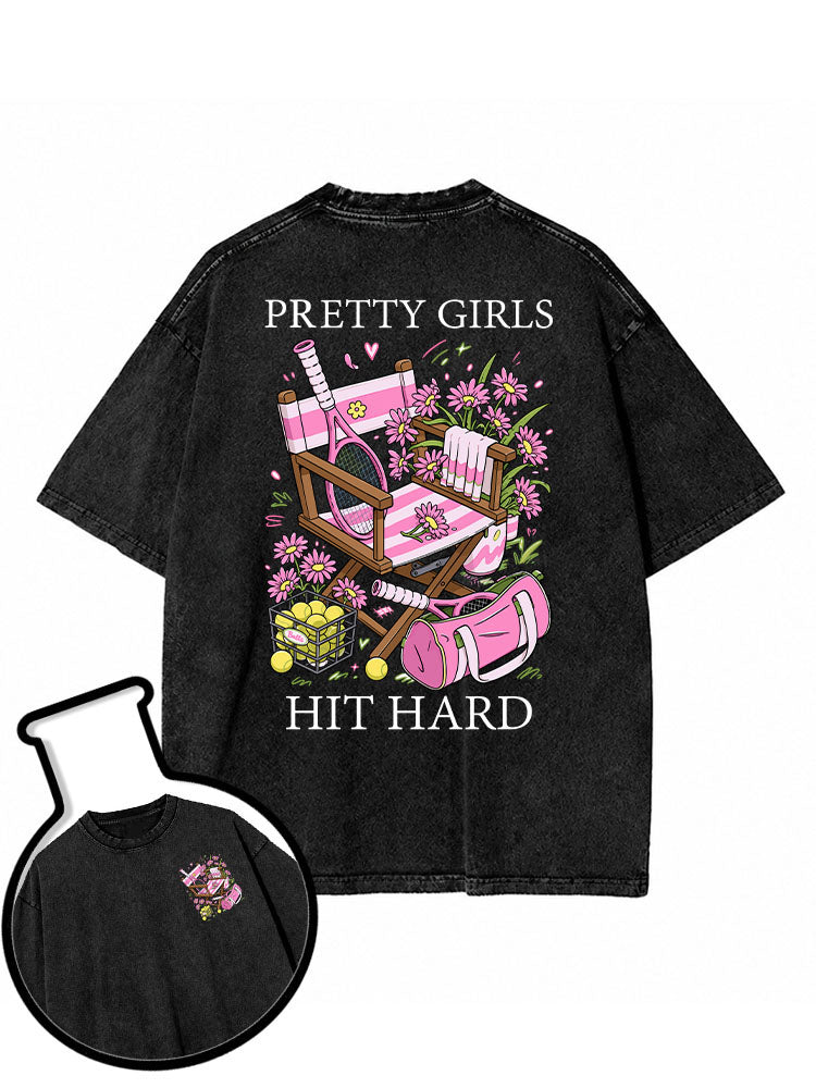 PRETTY GIRLS HIT HARD Washed T-Shirt