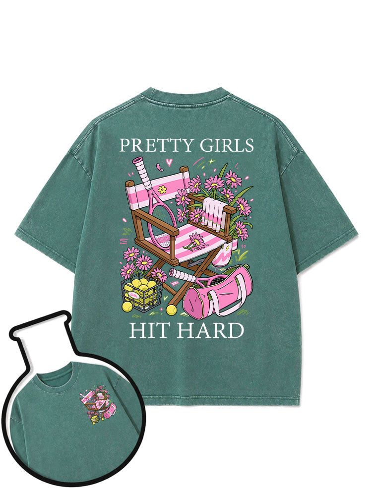 PRETTY GIRLS HIT HARD Washed T-Shirt