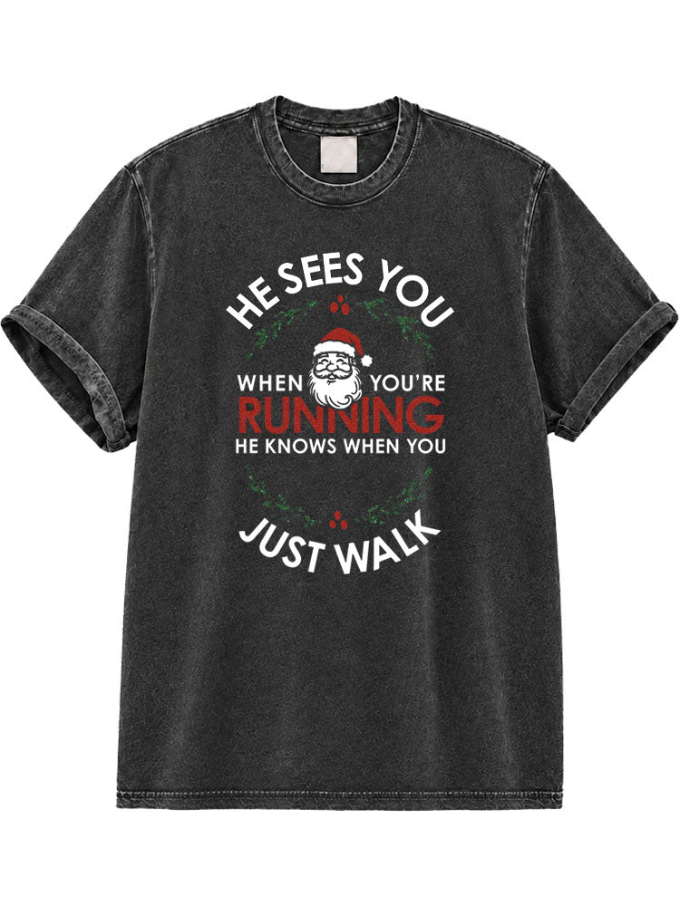 Santa's Favorite Runner Washed T-Shirt
