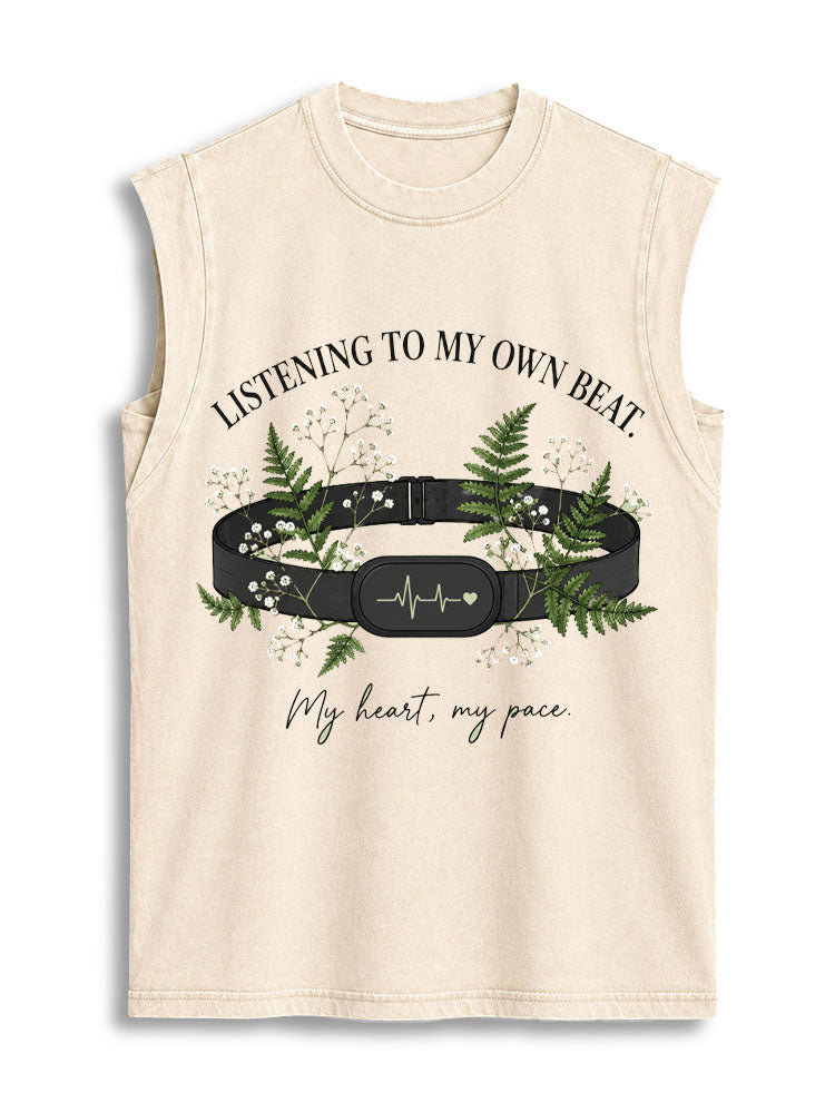 Listen To My Own Beat Vintage Washed Cotton Tank Top