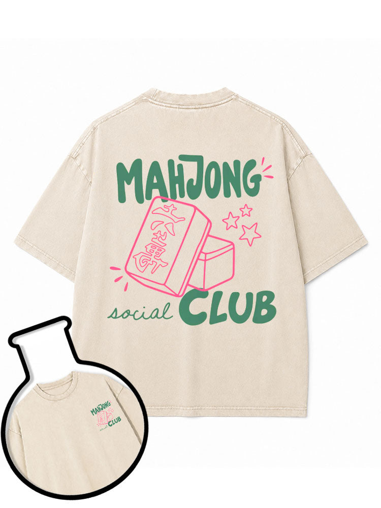 MAHJONG social CLUB Washed T-Shirt