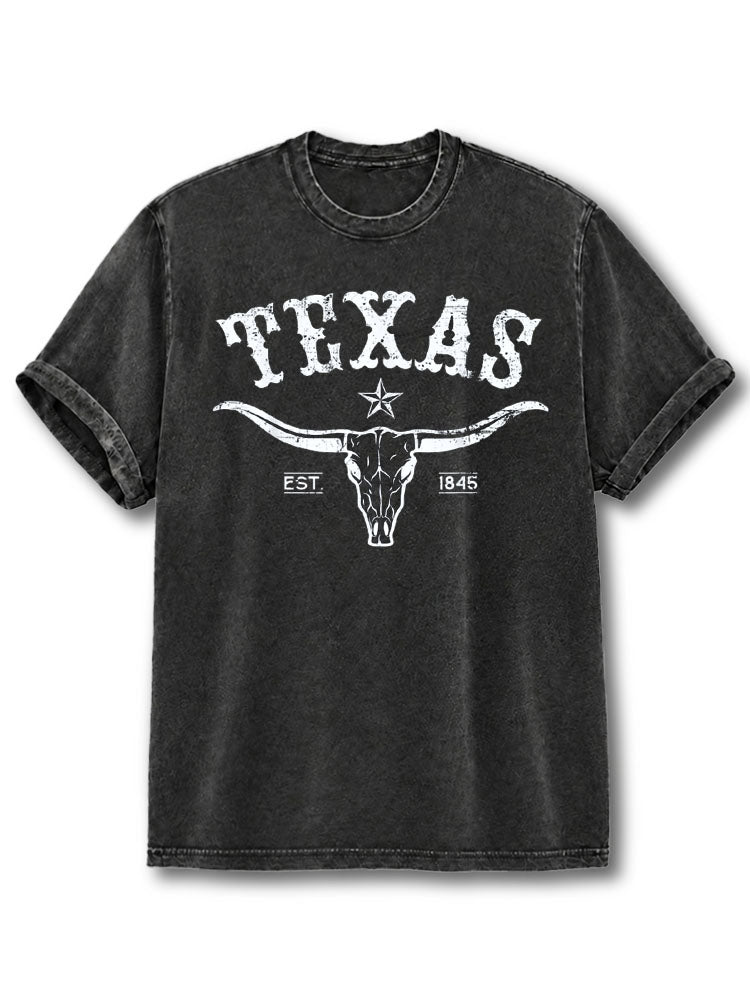 Texas Bull Skull Washed T-Shirt