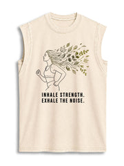 Inhale Strength Vintage Washed Cotton Tank Top