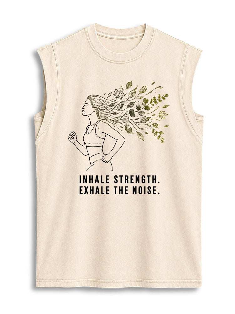 Inhale Strength Vintage Washed Cotton Tank Top