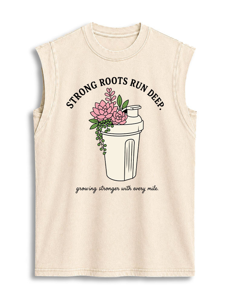 Strong Roots Run Deep Vintage Washed Cotton Tank Top