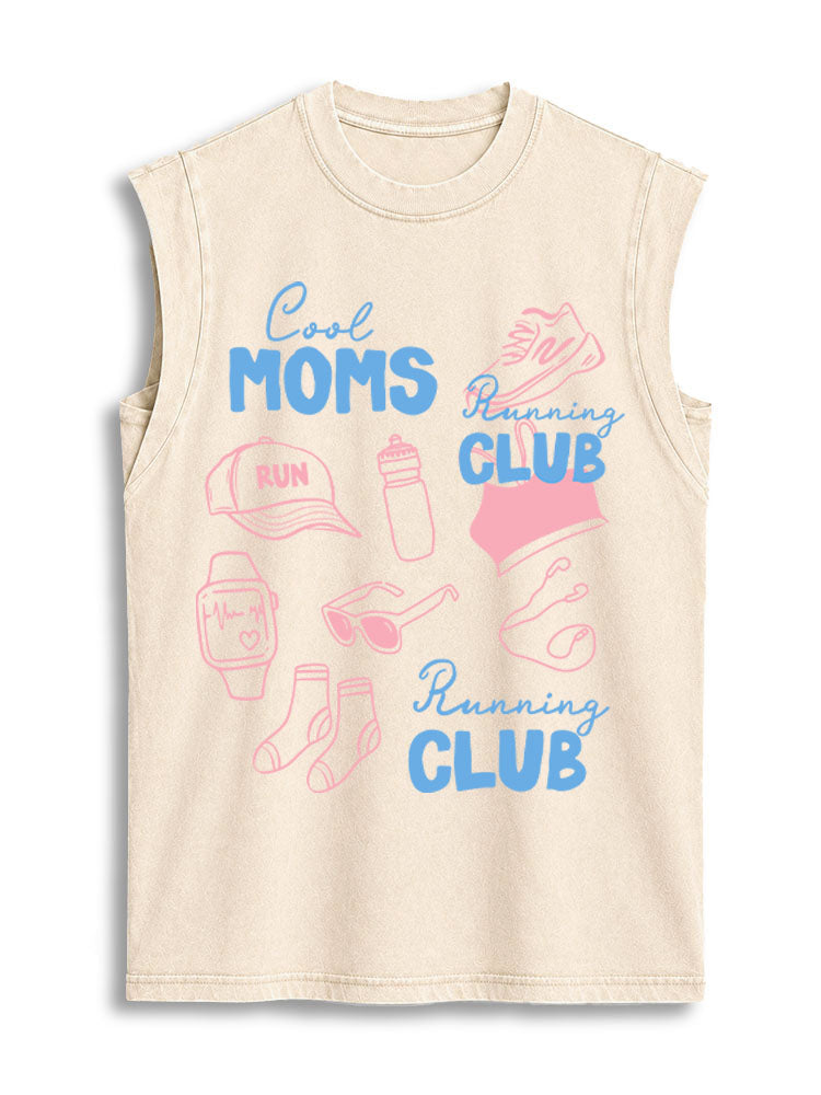 Cool Moms Running Club Vintage Washed Cotton Tank Top