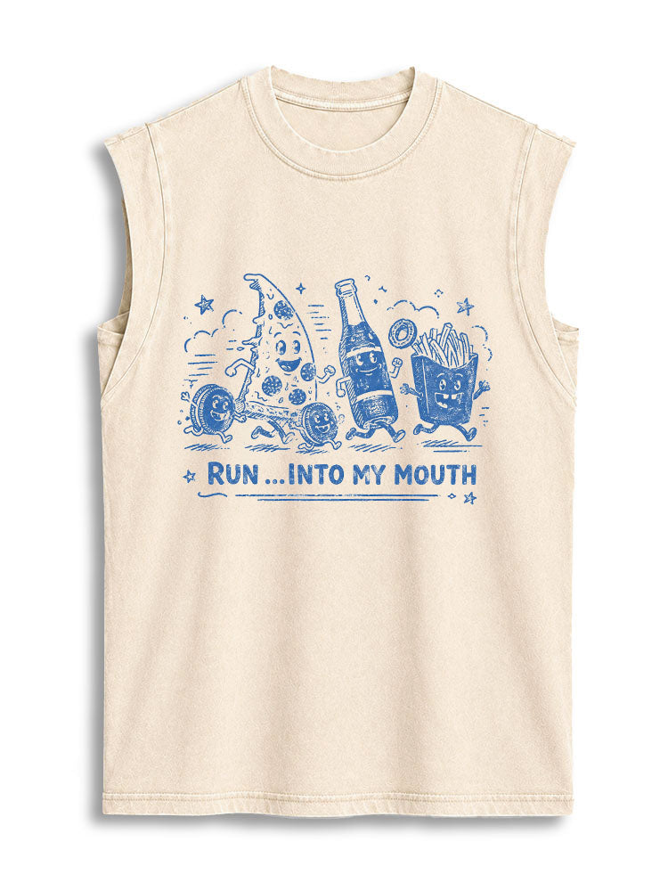 RUN... INTO MY MOUTH Vintage Washed Cotton Tank Top