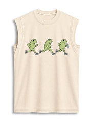 Running Frog Club Vintage Washed Cotton Tank Top