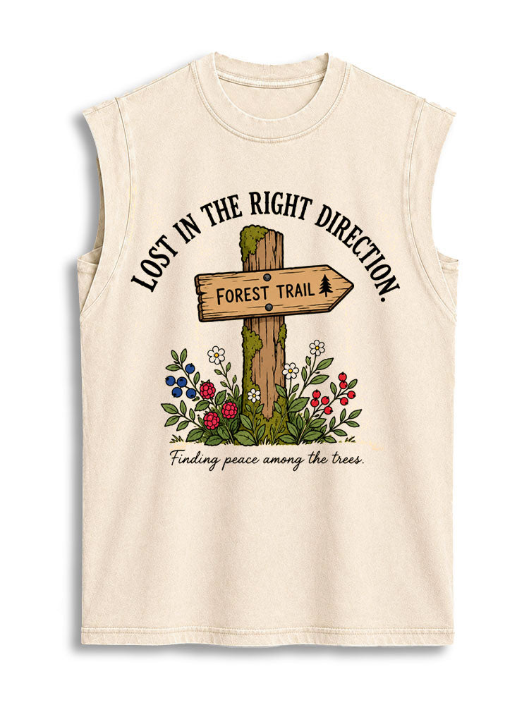 Lost In The Right Direction Vintage Washed Cotton Tank Top