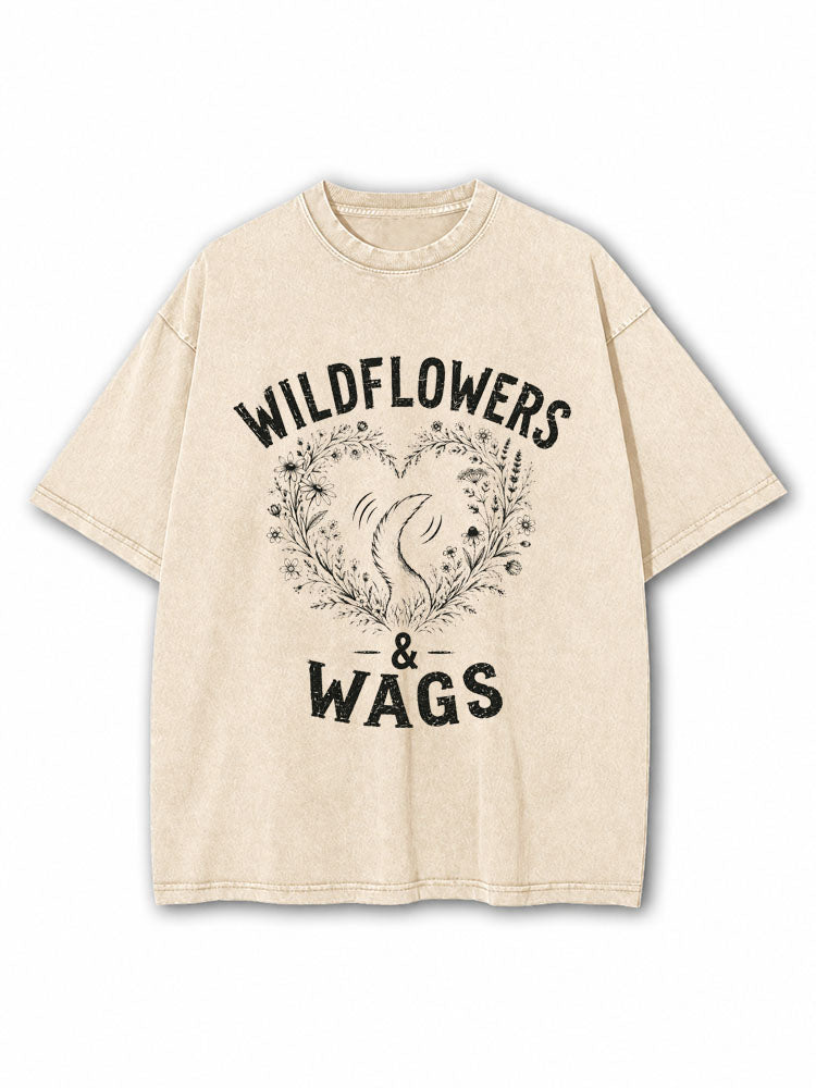 Wild Flowers And Wags Washed T-Shirt