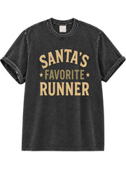 Santa's Favorite Runner Washed T-Shirt