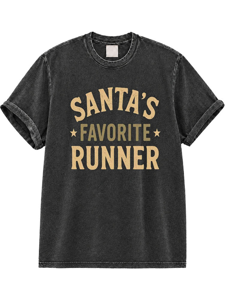 Santa's Favorite Runner Washed T-Shirt