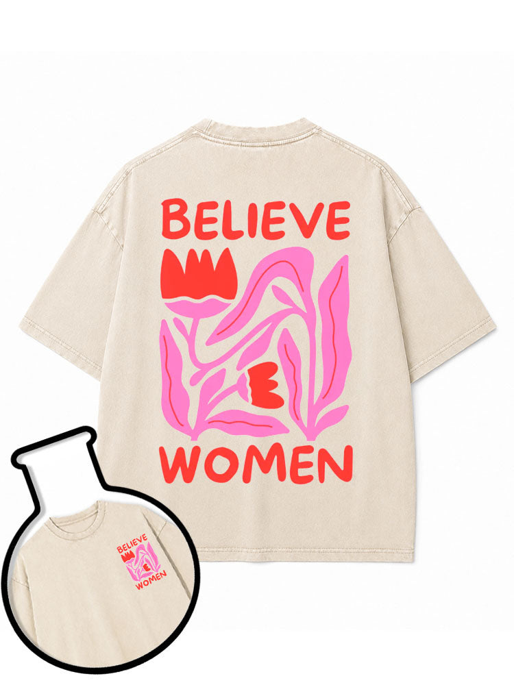 BELIEVE WOMEN Washed T-Shirt