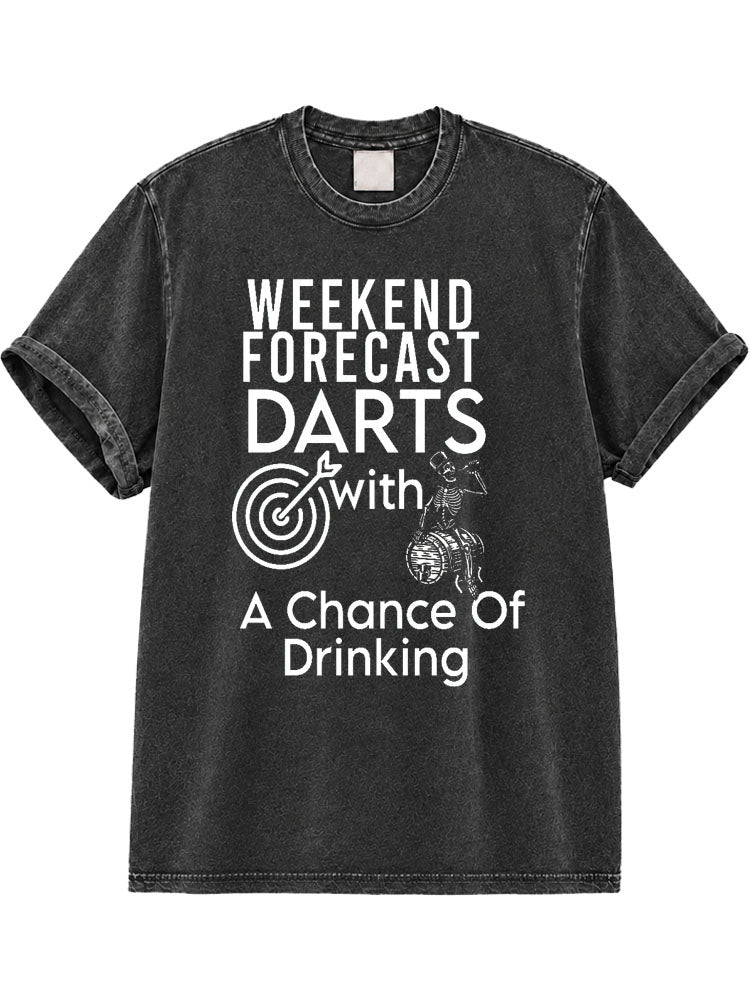 Darts and Beer That's Why I'm Here Washed T-Shirt