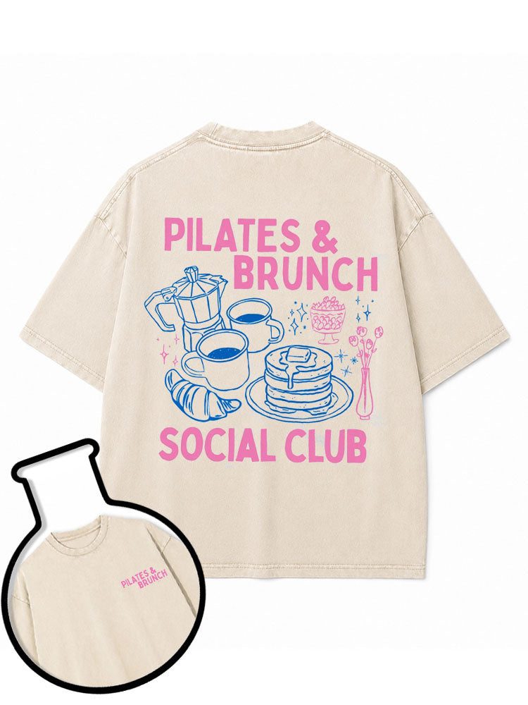 PILATES & BRUNCH  SOCIAL CLUB Washed T-Shirt