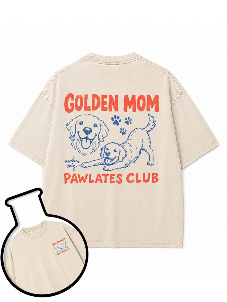 GOLDEN MOM  members only  PAWLATES CLUB Washed T-Shirt