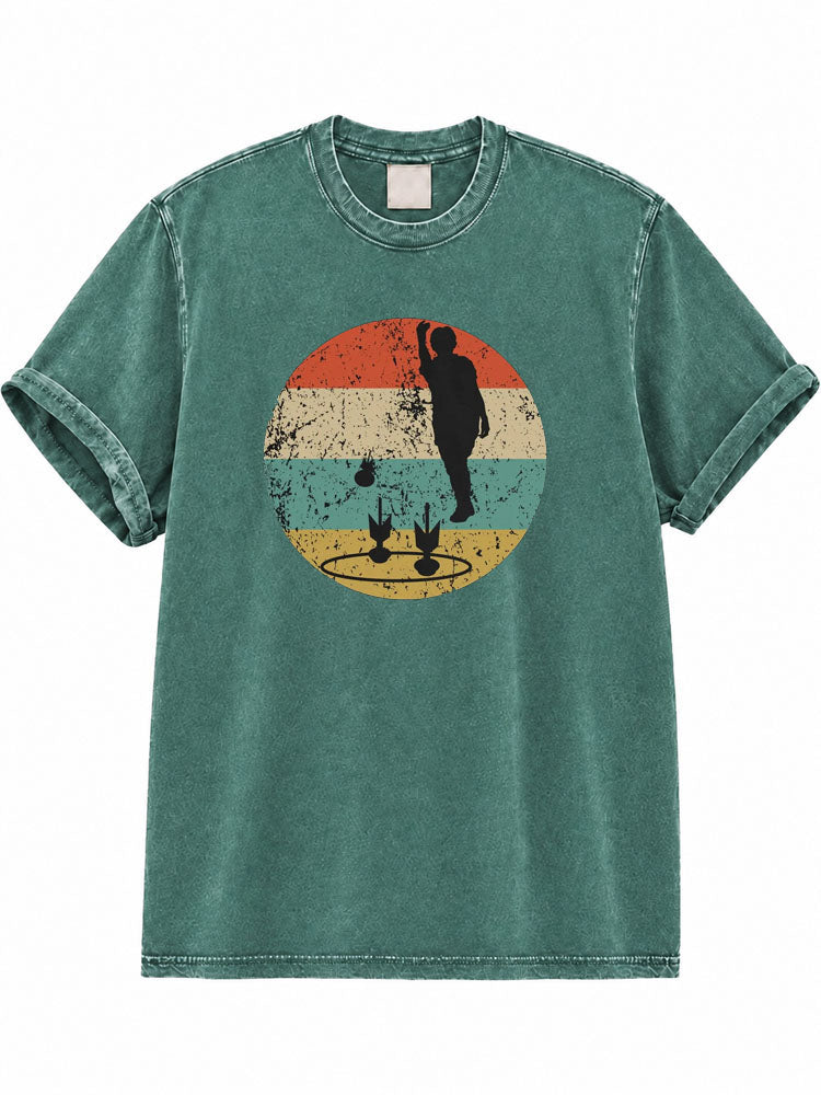 Retro Darts Player Washed T-Shirt