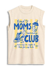 Tired Mom Running Club Vintage Washed Cotton Tank Top